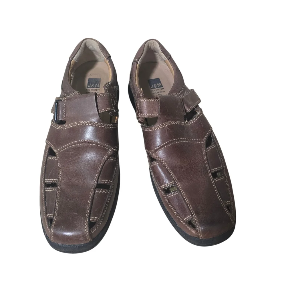 Mens Johnston & Murphy Closed Toe Sheepskin Sandals Size 12